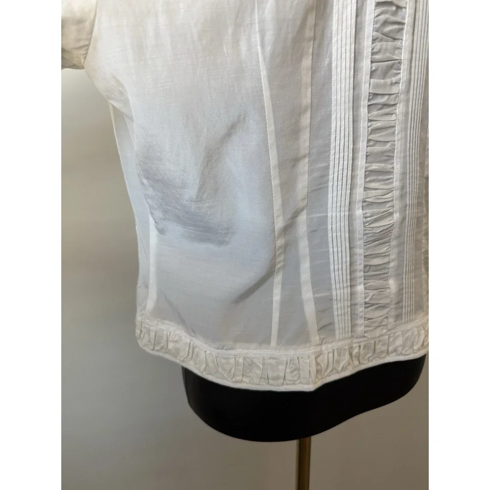 Coldwater Creek Women's PL Silk Blend Ivory Whimsy Ruching Jacket Petite - Picture 12 of 16